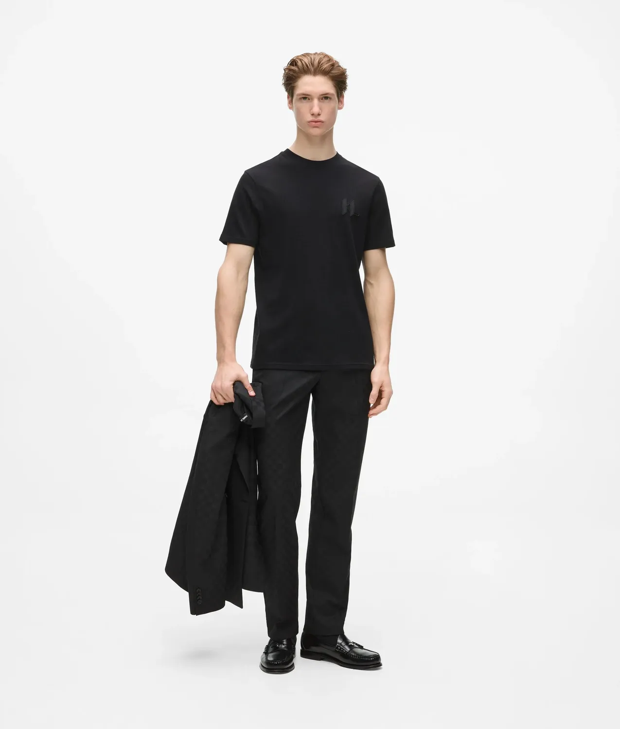 Karl Lagerfeld KL Monogram T-Shirt Wollmix gerader Schnitt