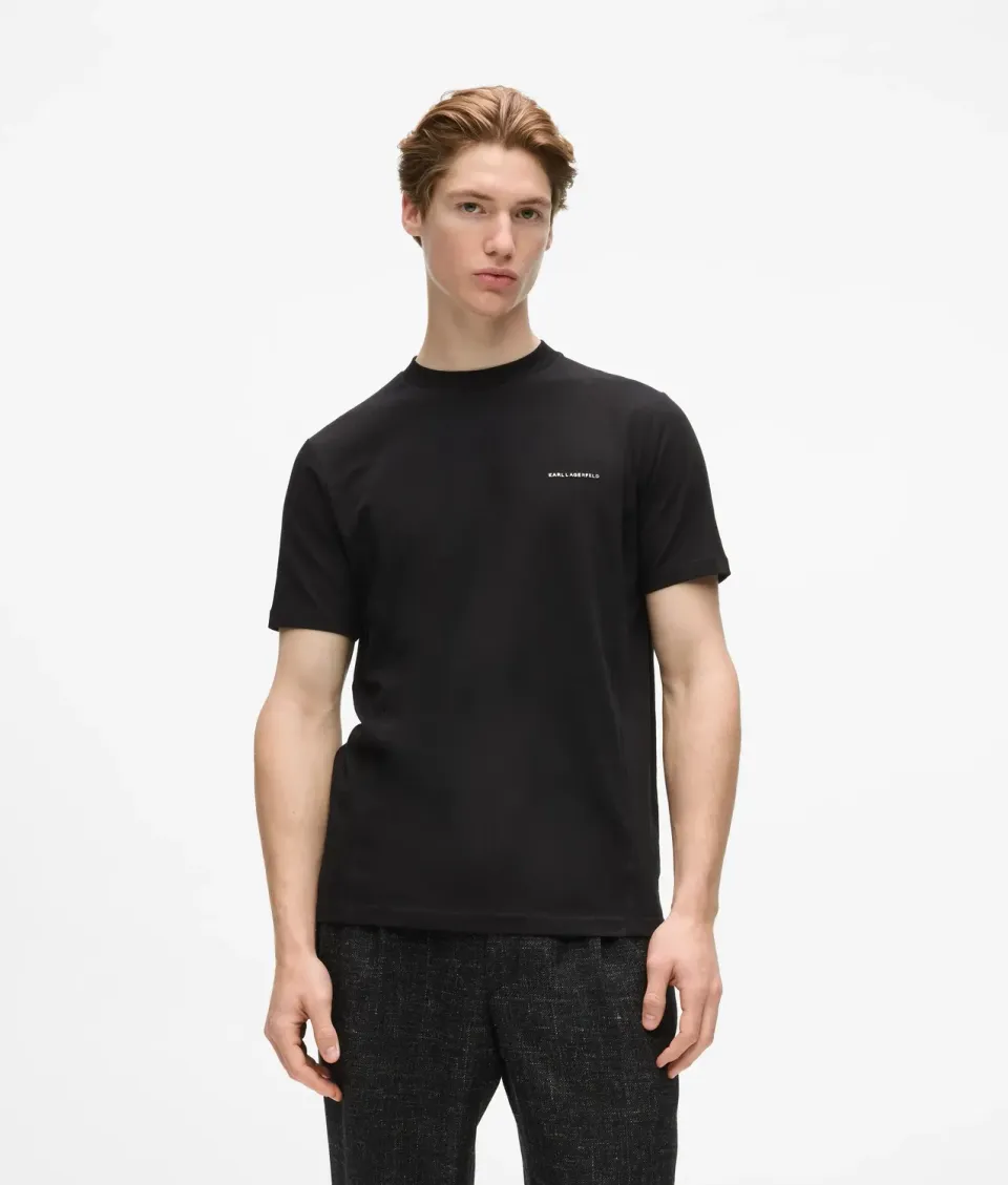 Karl Lagerfeld Metallic Logo T-Shirt Crew-Neck schwarz Herren