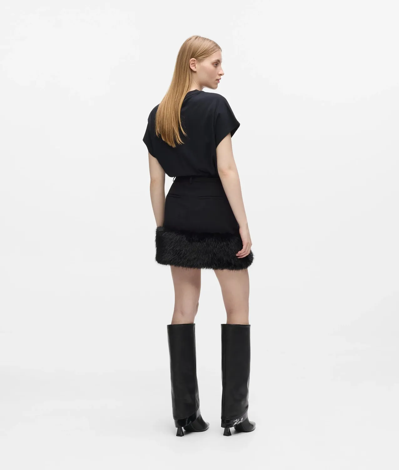 Karl Lagerfeld Minirock Wolle Kunstfell Gr. 0-10