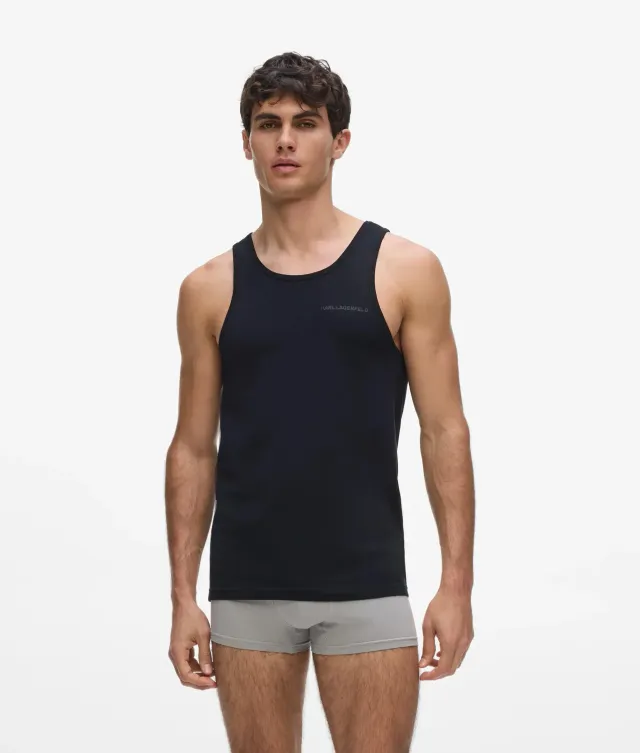 Karl Lagerfeld Logo Tank Top 2er-Pack mit Rundhals