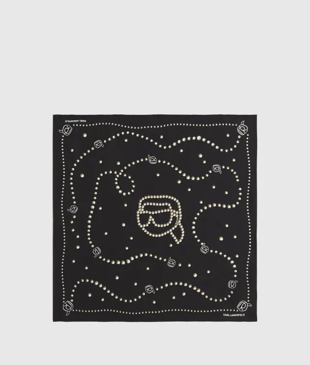 Karl Lagerfeld Ikon Pearl Print Seidenschal Einheitsgröße