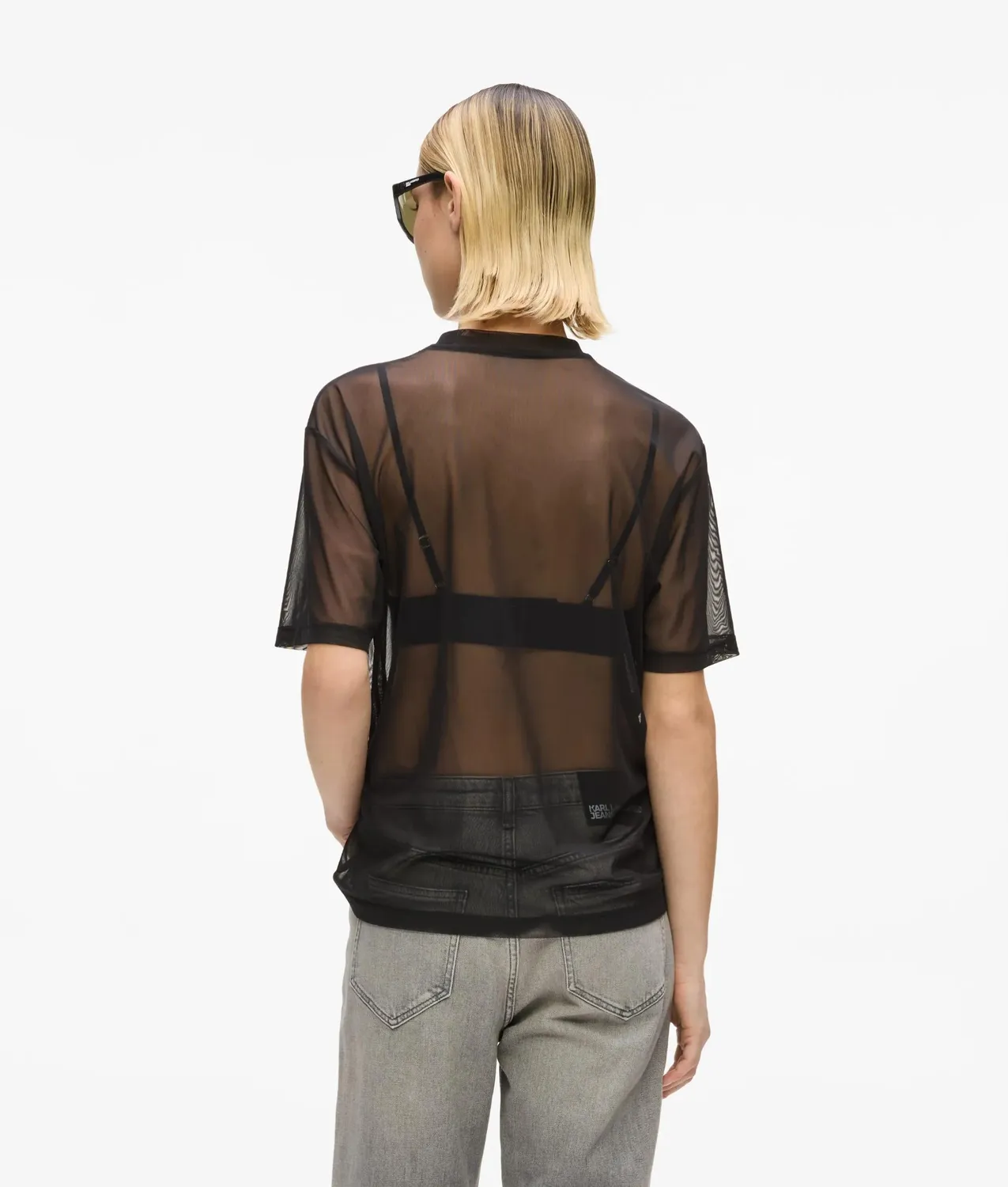 Karl Lagerfeld KL Jeans Mesh T-Shirt Damen schwarz