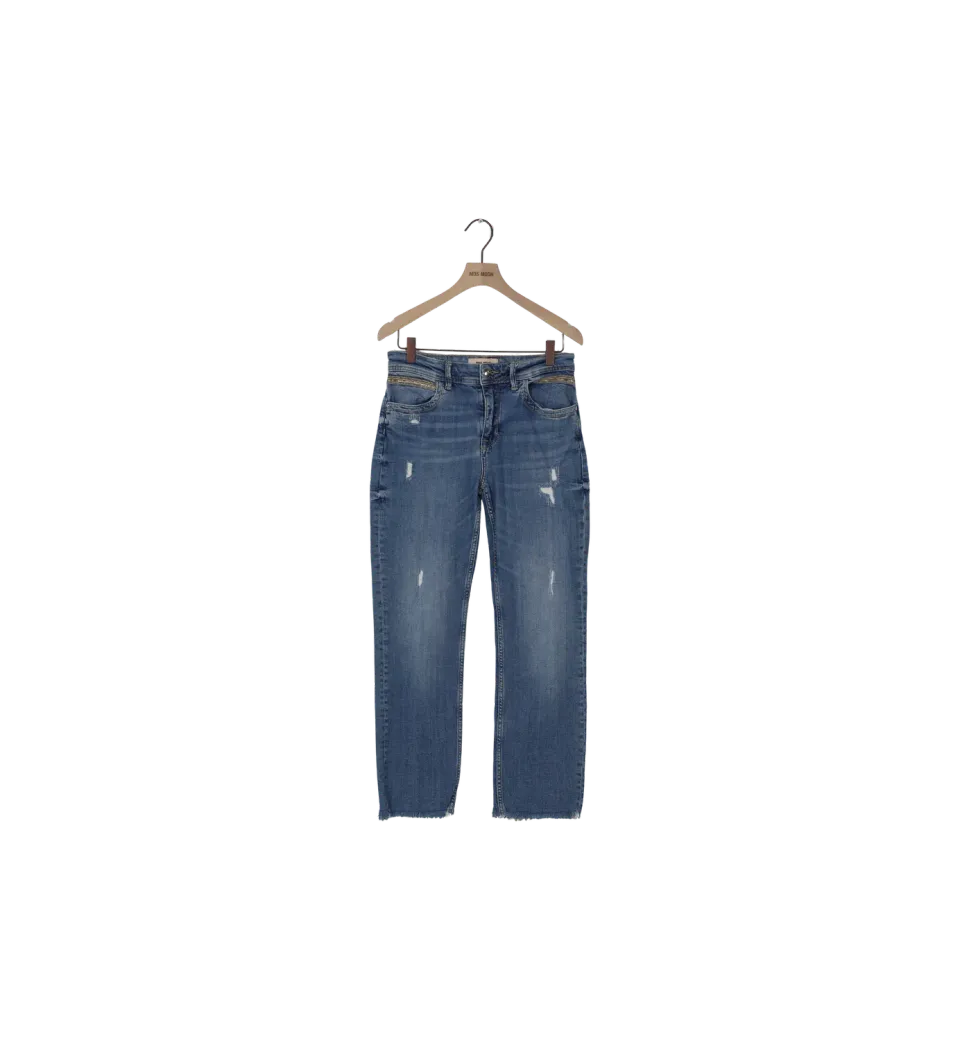Mos Mosh MMEverly Archive Jeans 27 Blau High-Rise Bio-Baumwolle