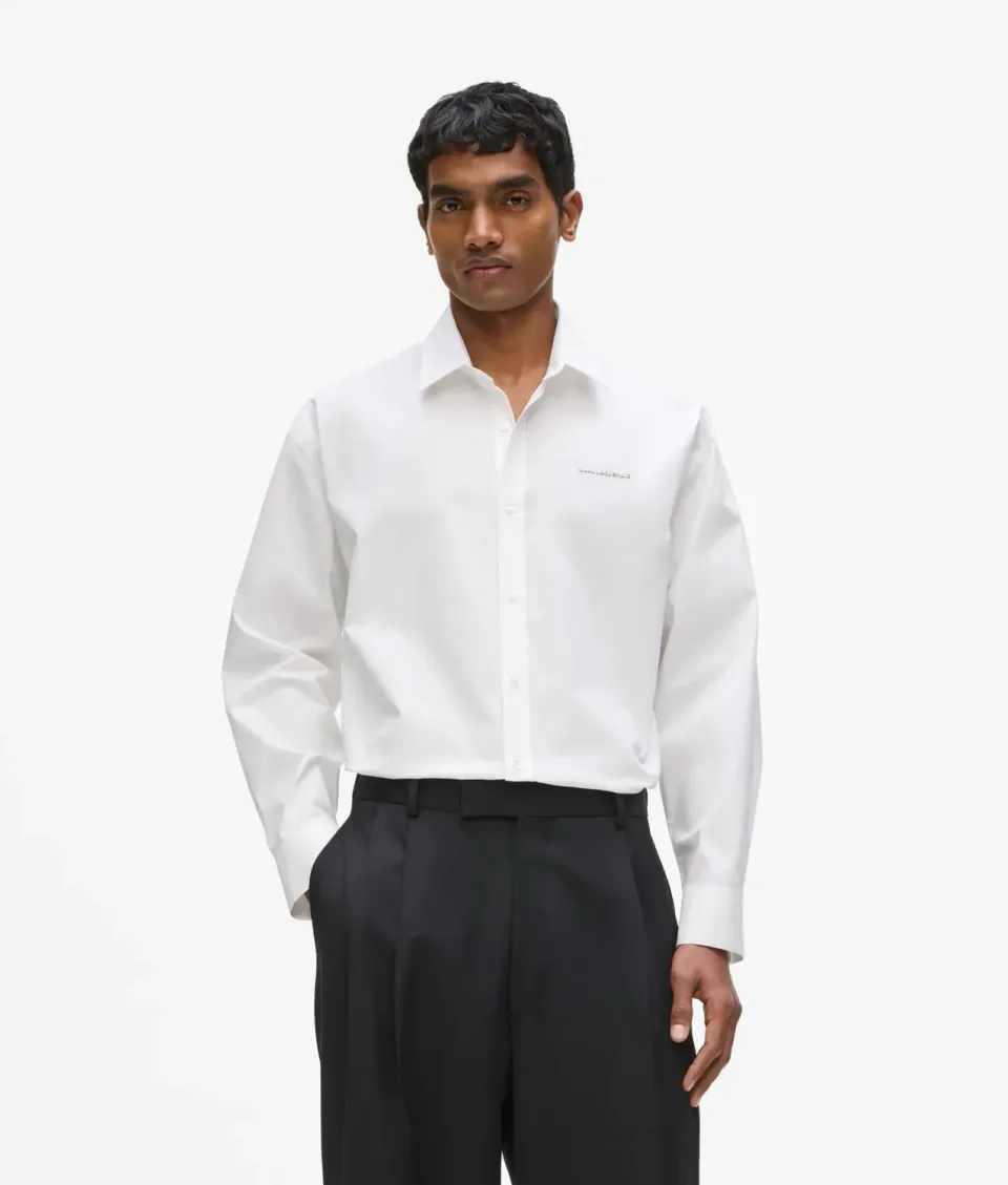 Karl Lagerfeld Metallic Logo Hemd Herren oversized