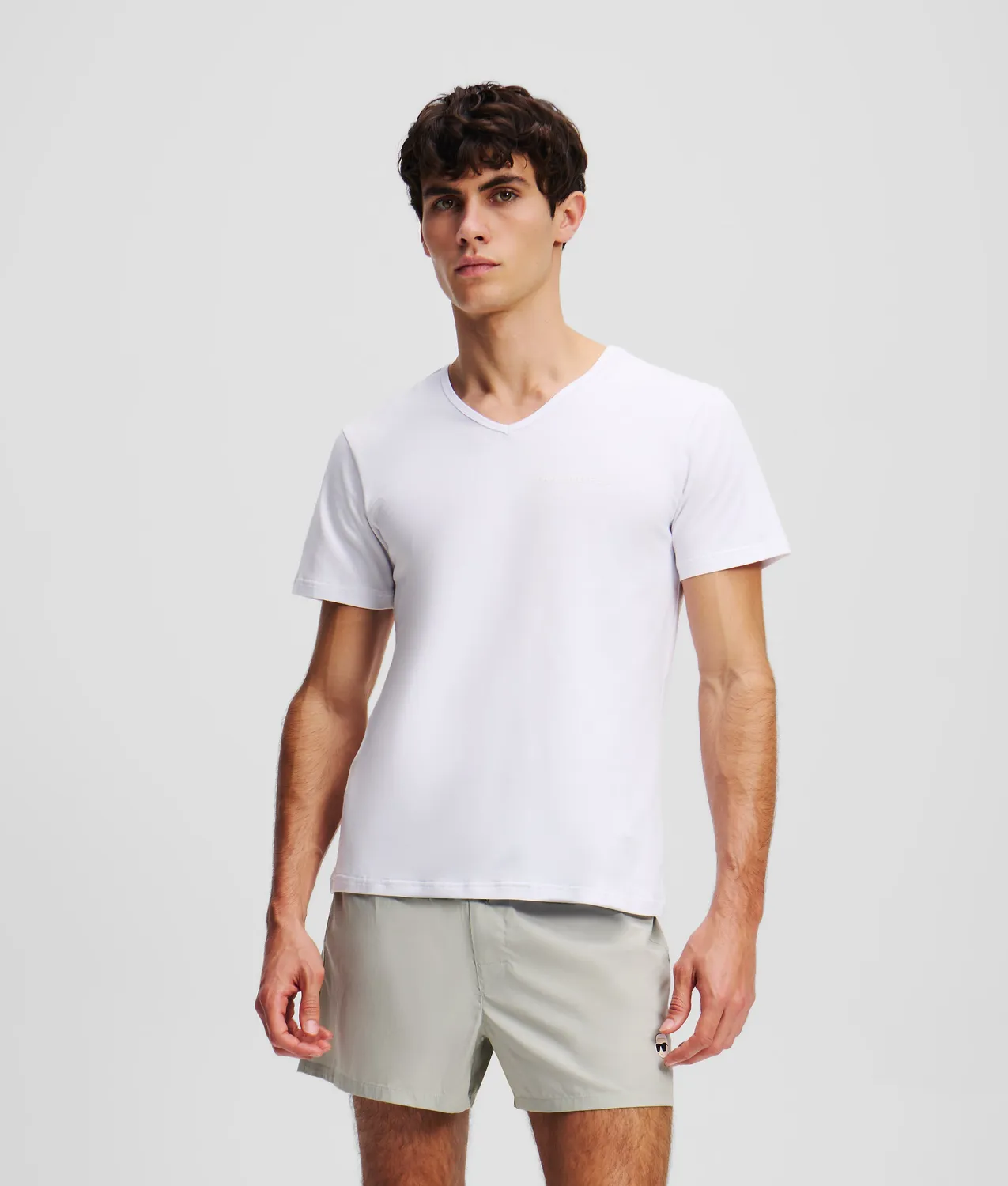 Karl Lagerfeld Logo V-Neck T-Shirt 2er-Pack Herren weiß