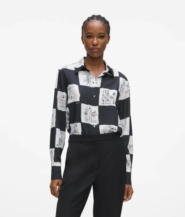 Karl Lagerfeld Bluse Damen Print Knopf