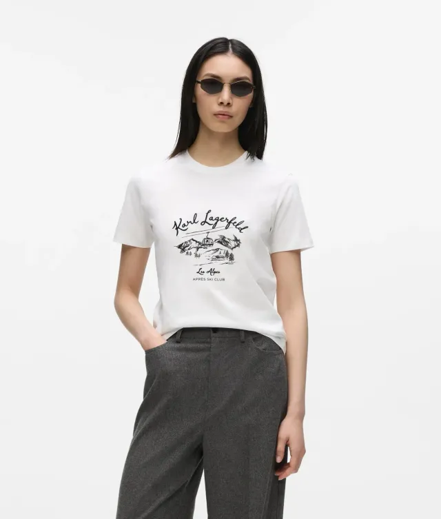 Karl Lagerfeld Après Ski Club T-Shirt Bio-Baumwolle Print