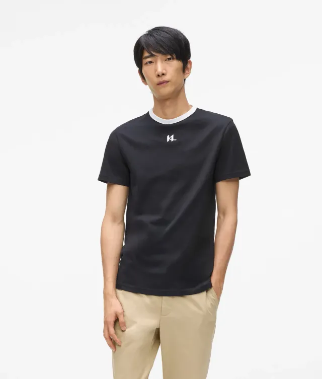 Karl Lagerfeld Monogram Slim T-Shirt mit Stickerei