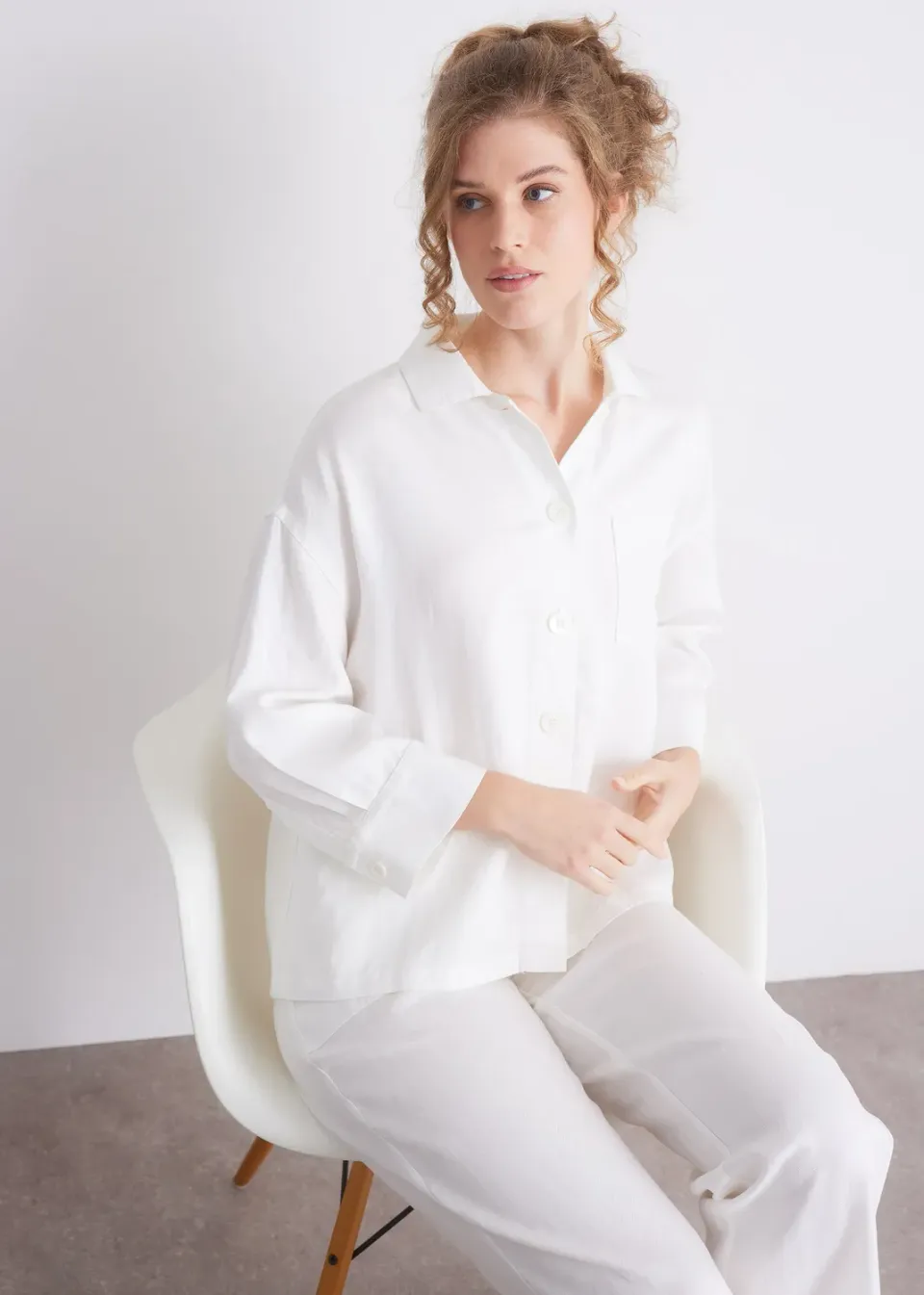 Senatex Bluse Lyocell-Leinen Off-White locker
