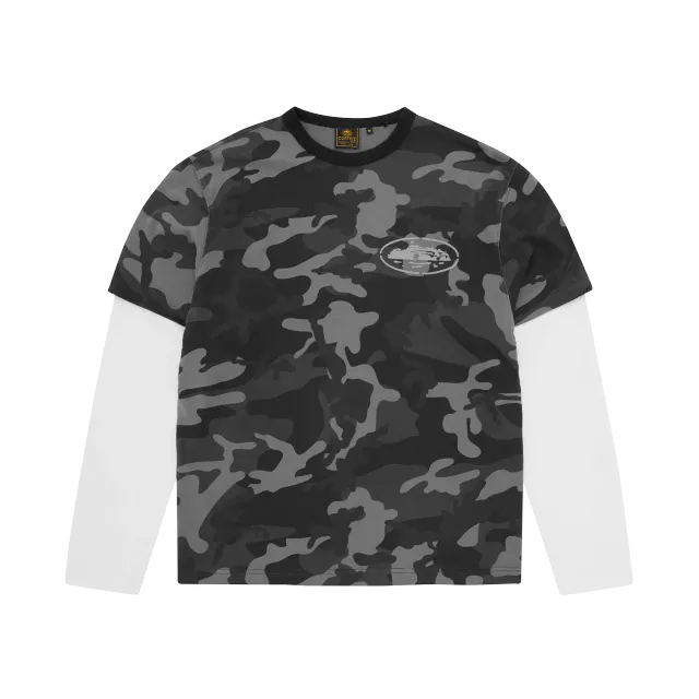 Corteiz Island Hybrid Thermal Longsleeve Black Camo schwer