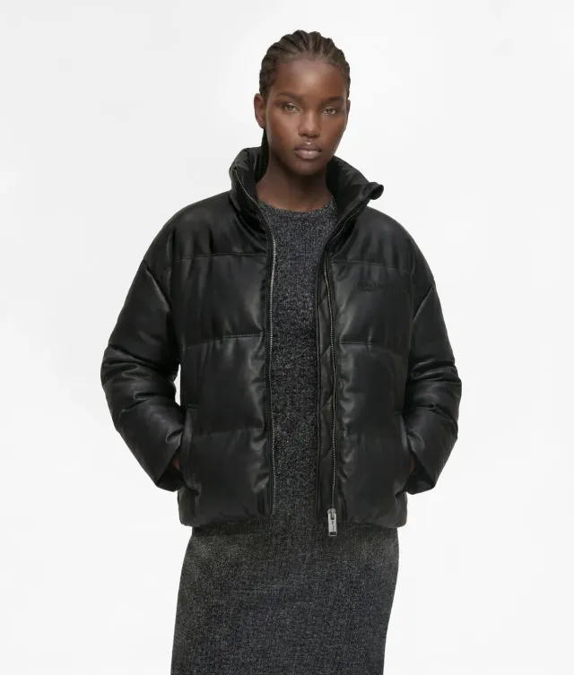 Karl Lagerfeld KL Jeans Faux-Leder Pufferjacke cropped