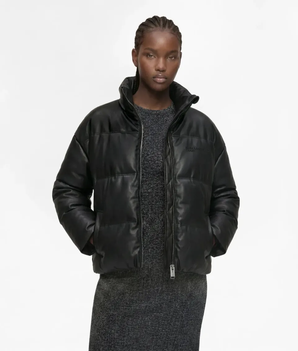 Karl Lagerfeld KL Jeans Faux-Leder Pufferjacke cropped