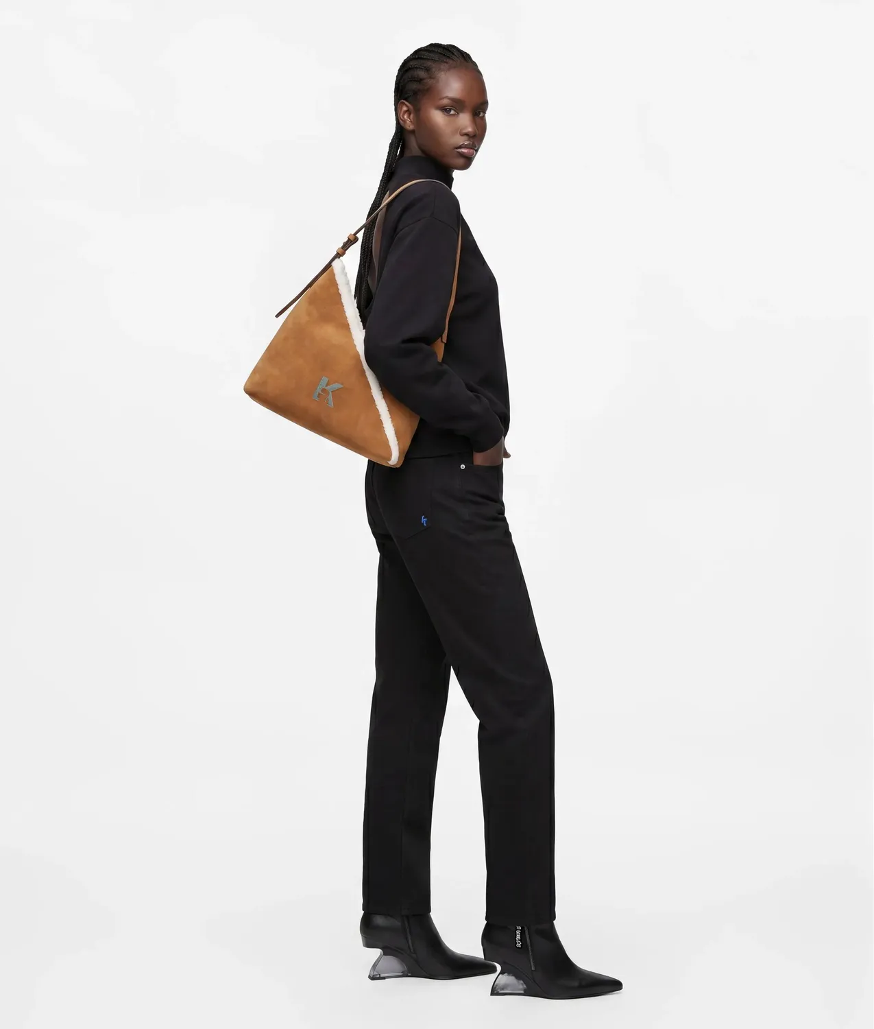 Karl Lagerfeld Geo Suede Kleine Tote Wildleder Beige