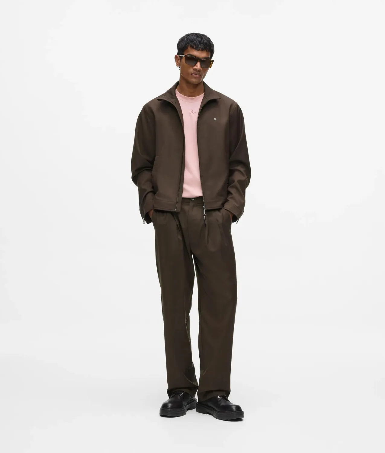 Karl Lagerfeld Jacke Wollmix leicht mit Trichterkragen