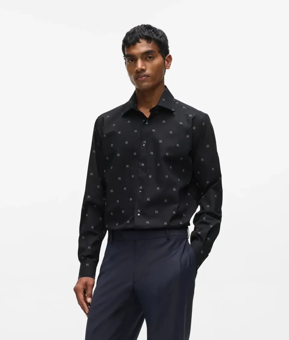 Karl Lagerfeld All-over Monogram Hemd Herren Snap