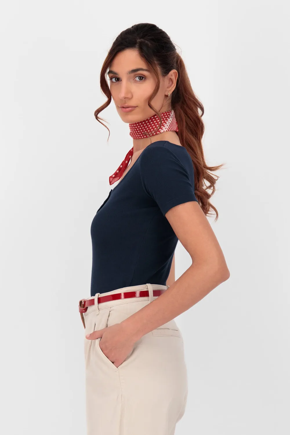 Alife & Kickin RosaAK A T-Shirt Dunkelblau Damen Ripp