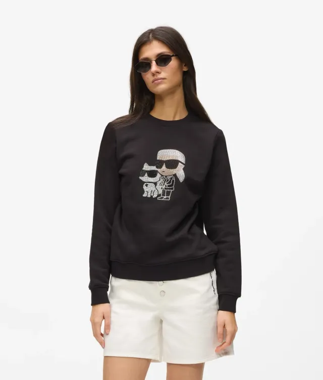 Karl Lagerfeld Ikon Rhinestone Sweatshirt Damen Bio-Baumwolle