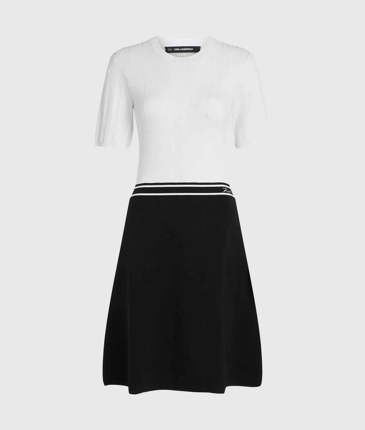 Karl Lagerfeld Logo Two-Tone Strickkleid Damen Figurbetont