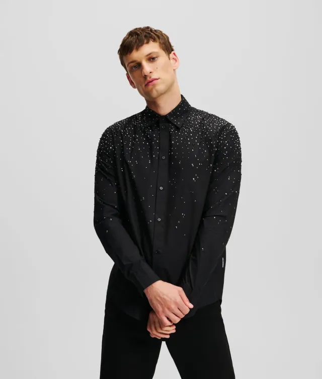 Karl Lagerfeld Rhinestone Dégradé Hemd schwarz mit Strass