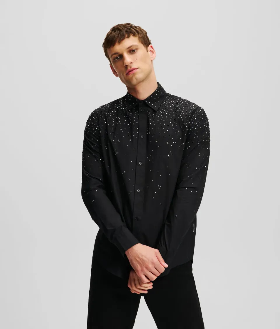 Karl Lagerfeld Rhinestone Dégradé Hemd schwarz mit Strass