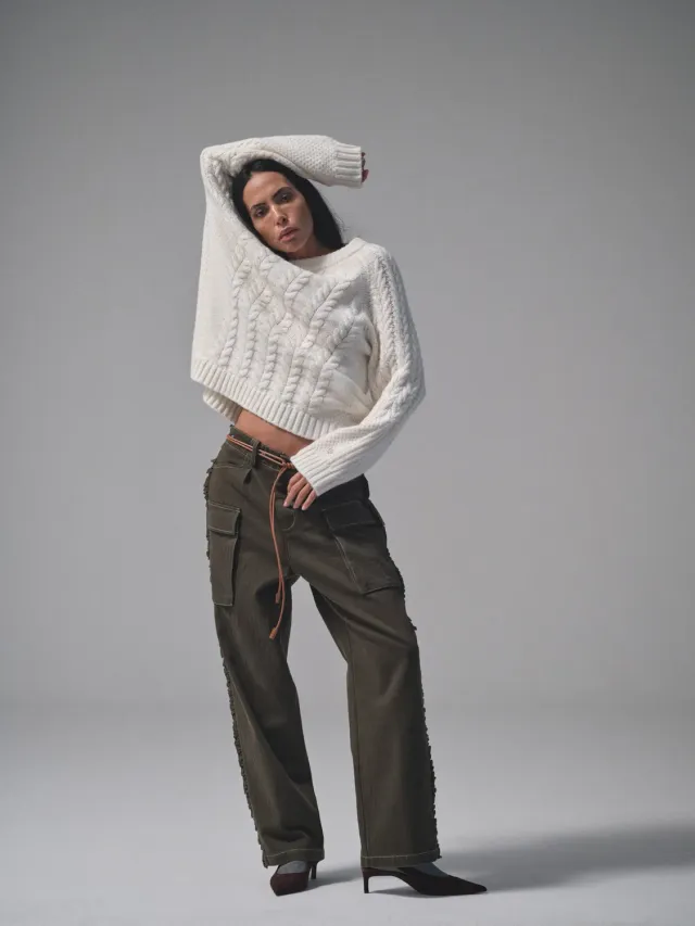Mos Mosh MMHHero Frill Hose grün XS-XL Fischgrät Chino