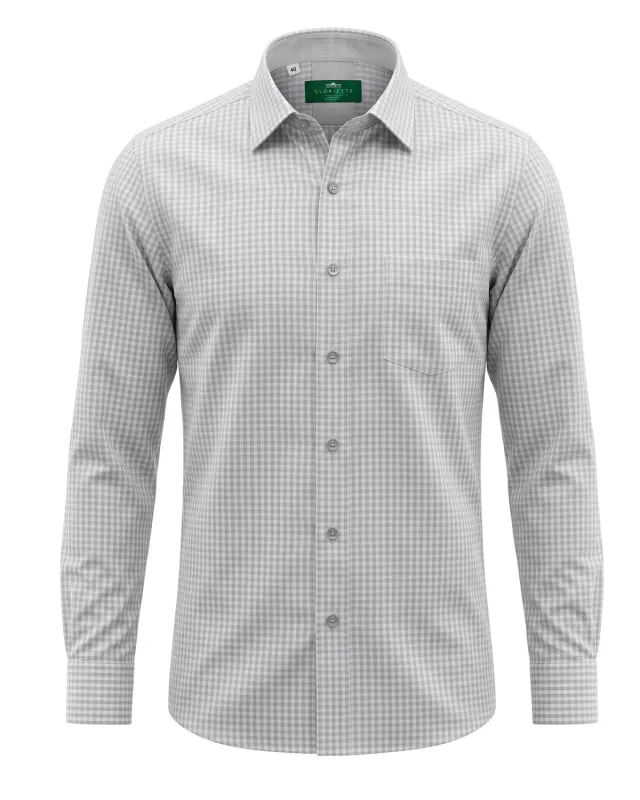 Gloriette Karo Grau Weiß Trachtenhemd Herren Fashion Fit