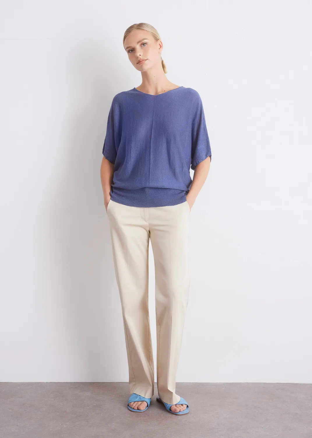 Senatex Feinstrickshirt Kurzarm Navy locker Rundhals