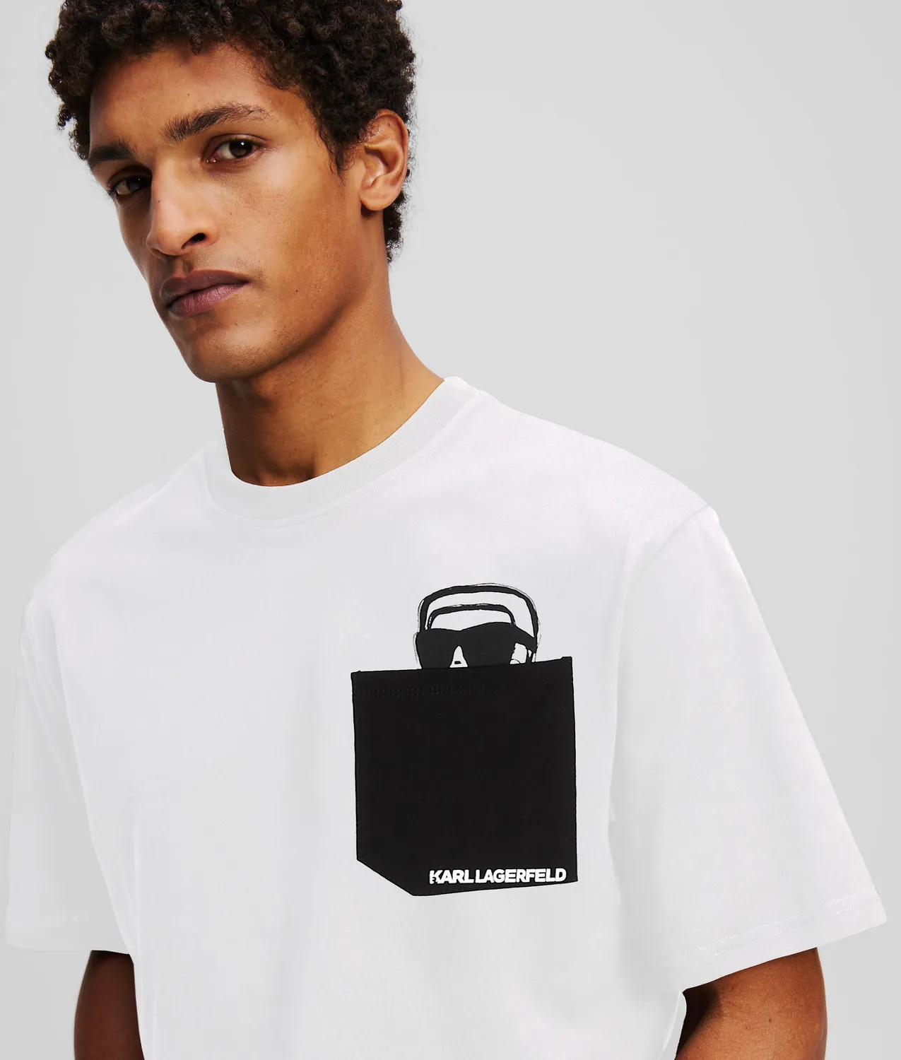 Karl Lagerfeld Ikon Peek-a-Boo Pocket T-Shirt Bio-Baumwolle