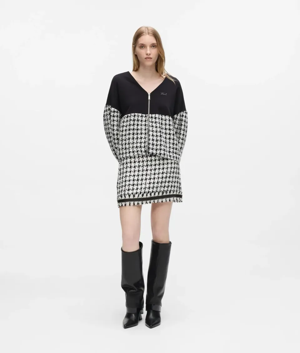 Karl Lagerfeld Houndstooth Bouclé Minirock Damen Hahnentritt