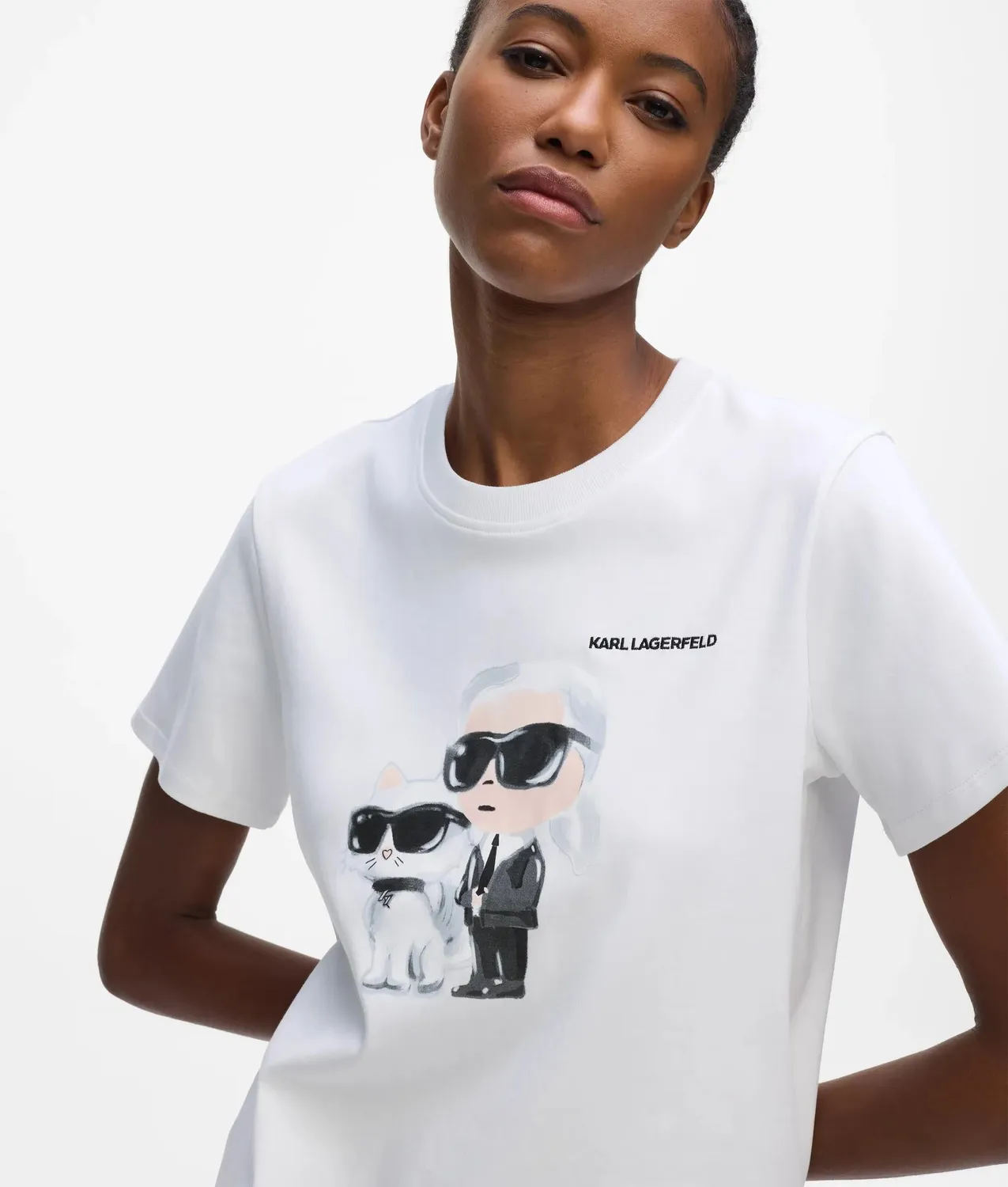 Karl Lagerfeld Ikon T-Shirt Aquarell Choupette Print