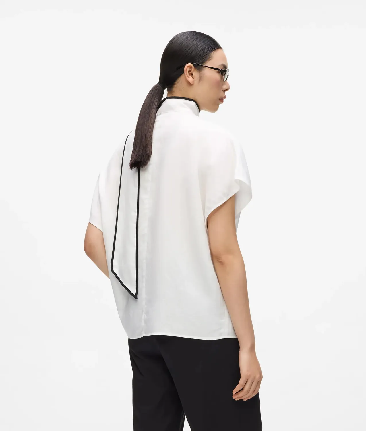 Karl Lagerfeld Bluse mit Bindeband Leinenmix Gr. 0-10