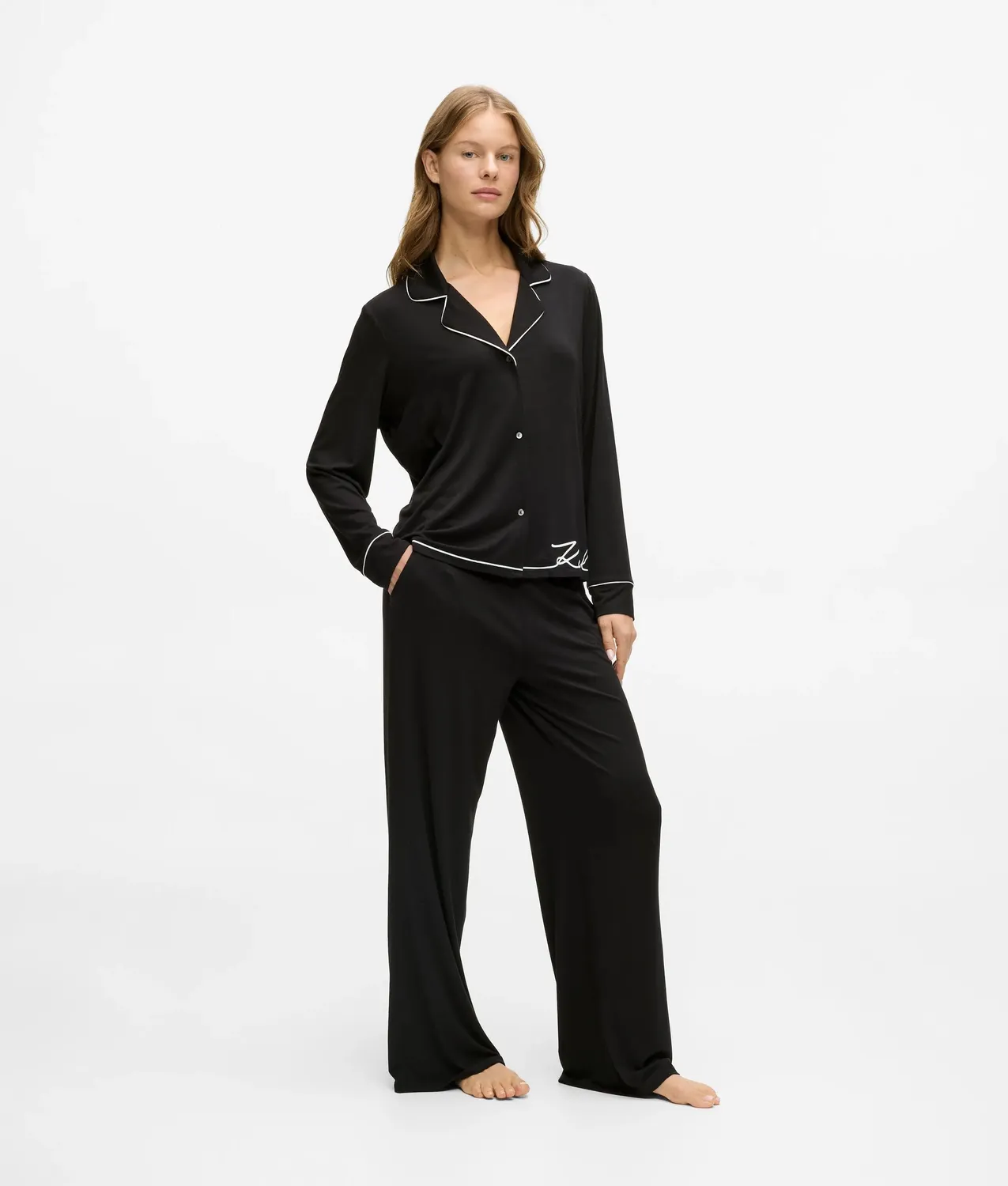 Karl Lagerfeld Signature Pyjama Viskose lang