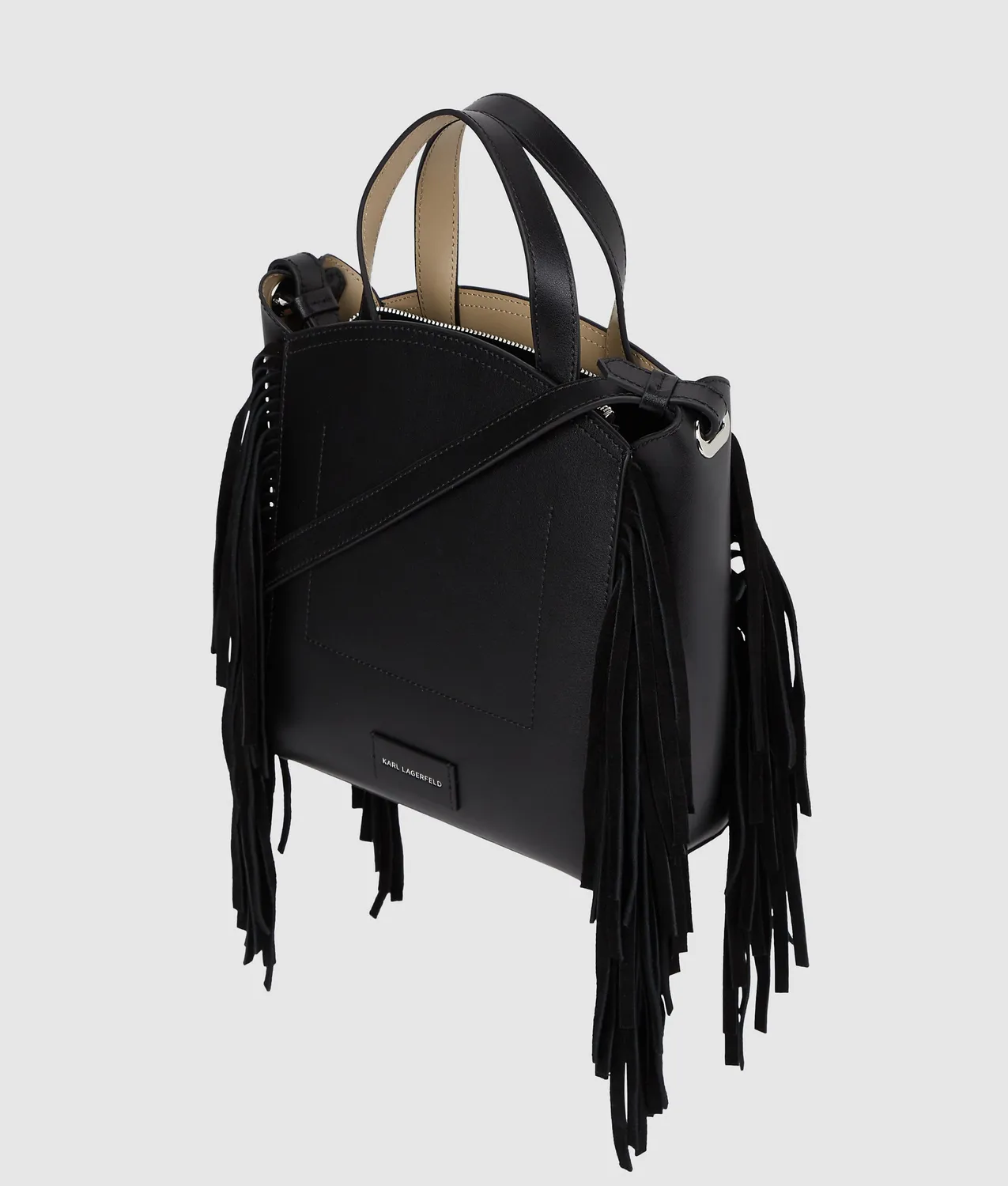 Karl Lagerfeld K/Circle Fringe Tote Leder klein schwarz