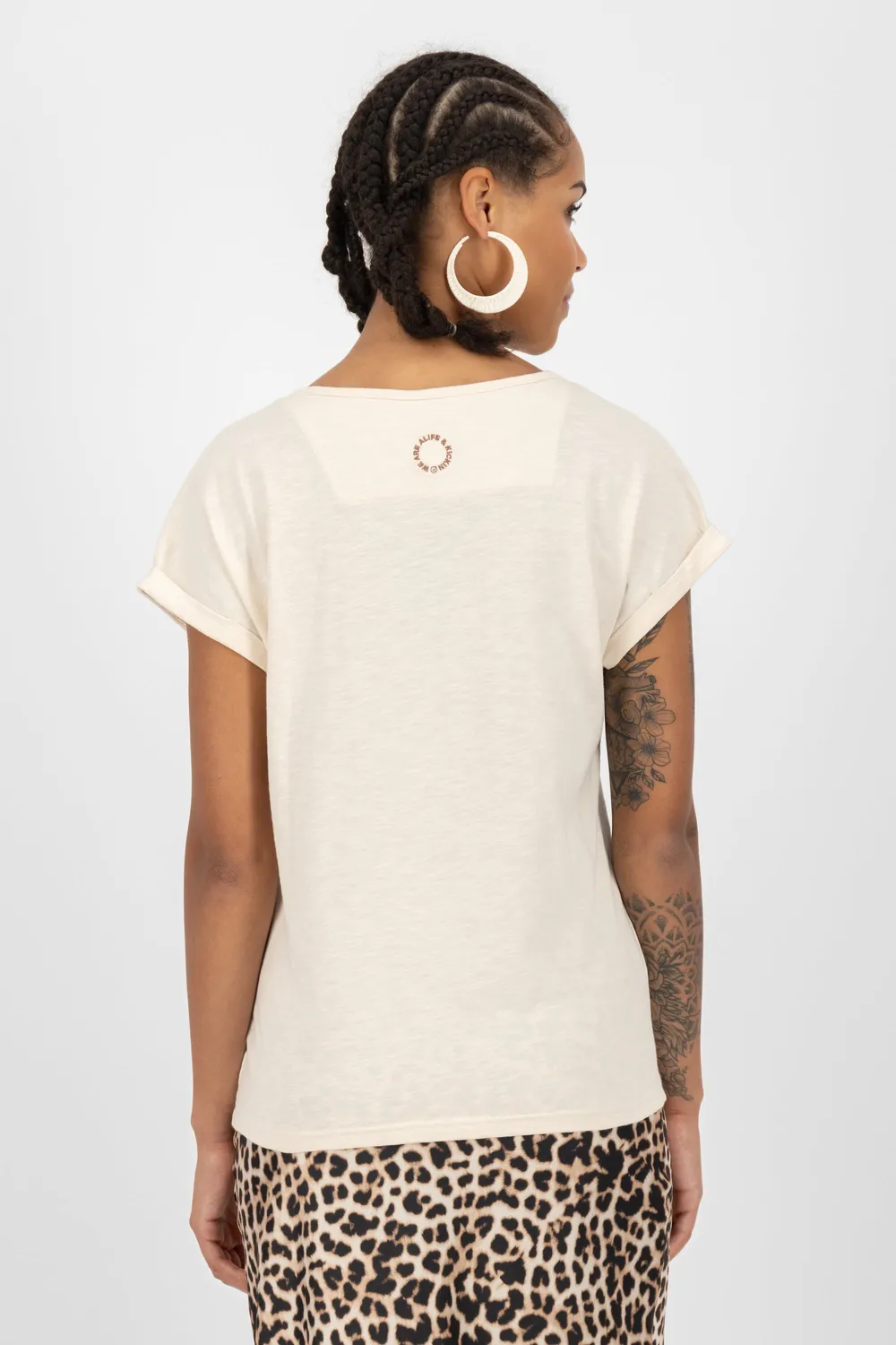 Alife & Kickin AnaisAK A Shirt Beige Baumwolle V-Ausschnitt