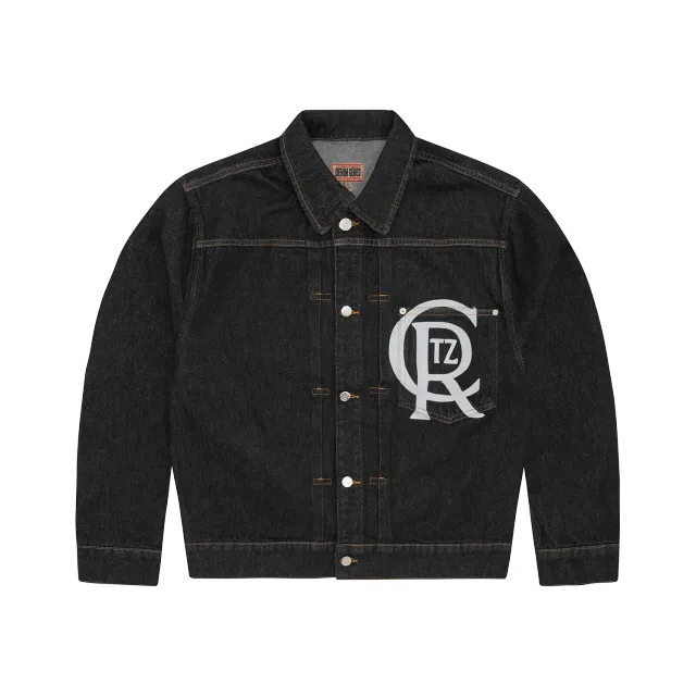 Corteiz Crest Chainstitch Jeansjacke Schwarz Denim
