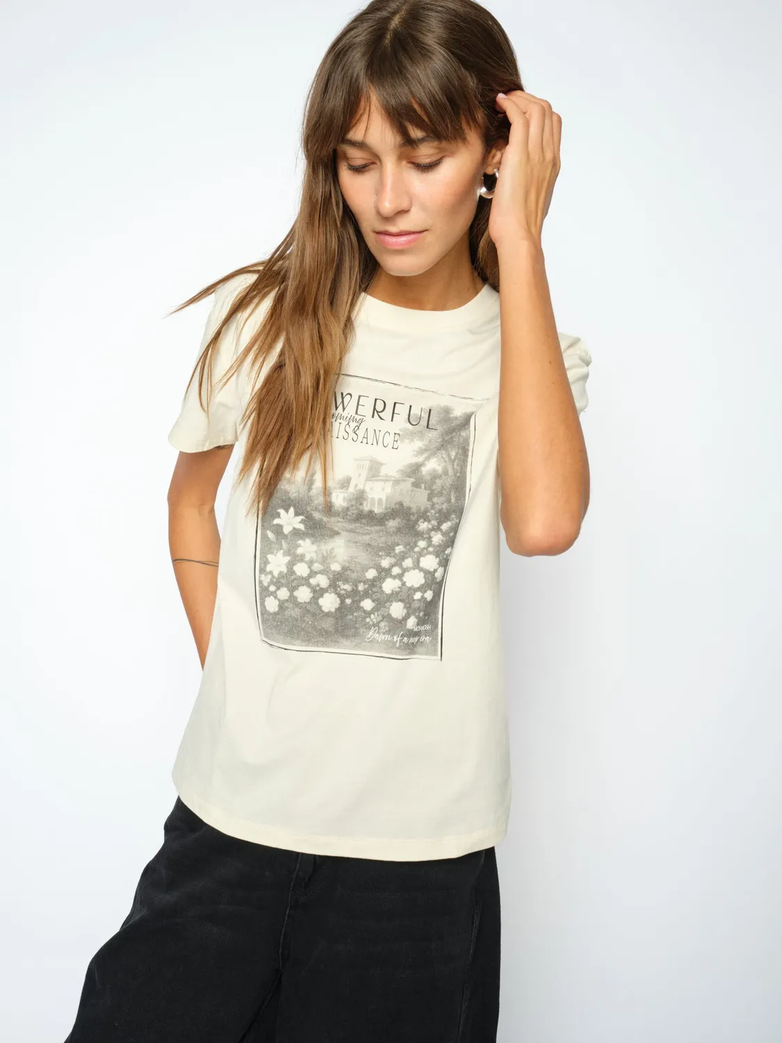 Mos Mosh MMToni O-Neck T-Shirt Ecru Print Relaxed