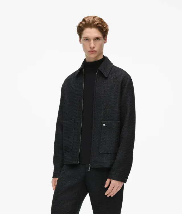 Karl Lagerfeld Bouclé Jacke Zip-up mit Anstecker