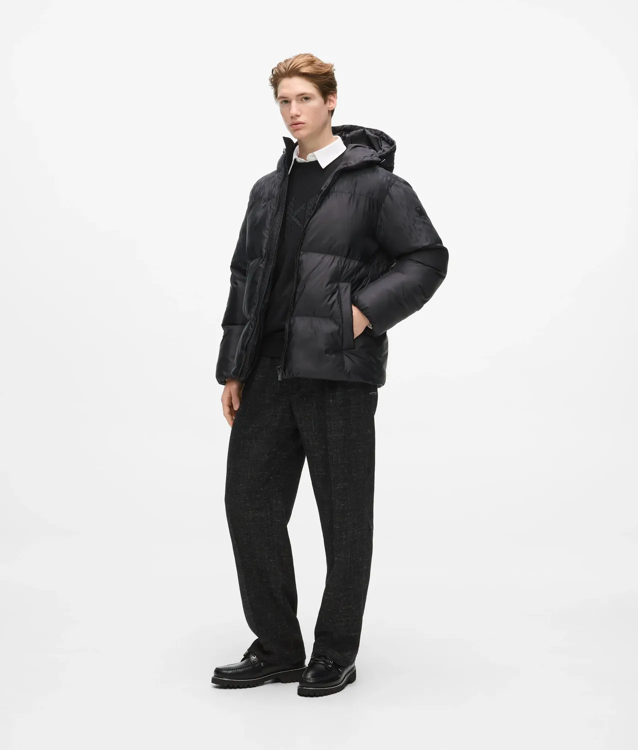 Karl Lagerfeld Monogram Steppjacke Herren Puffer mit Kapuze