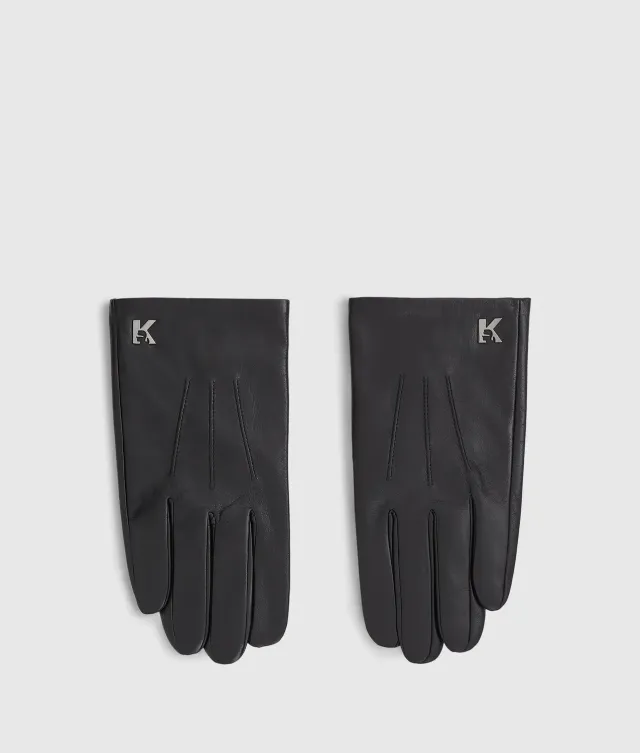 Karl Lagerfeld K Logo Lederhandschuhe Herren Schwarz