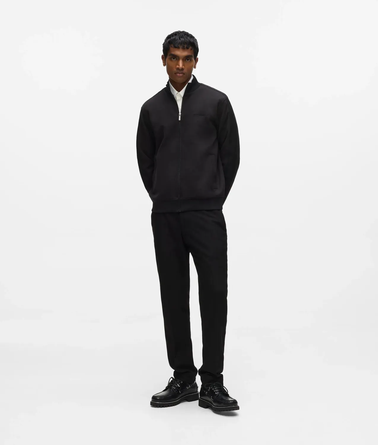 Karl Lagerfeld Zip Jacke Metallic-Trim Stehkragen Monogramm