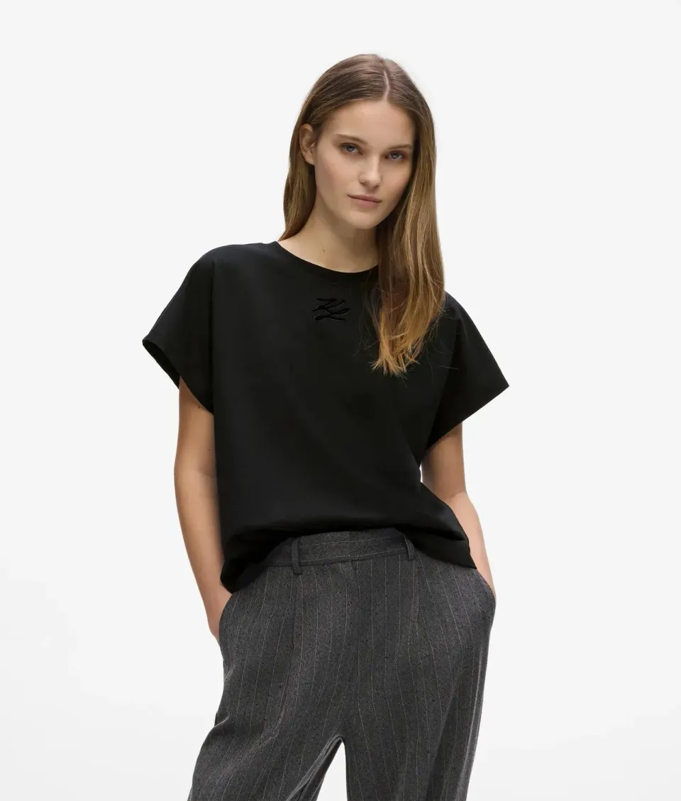 Karl Lagerfeld Autograph T-Shirt Cap-Ärmel Damen Bio
