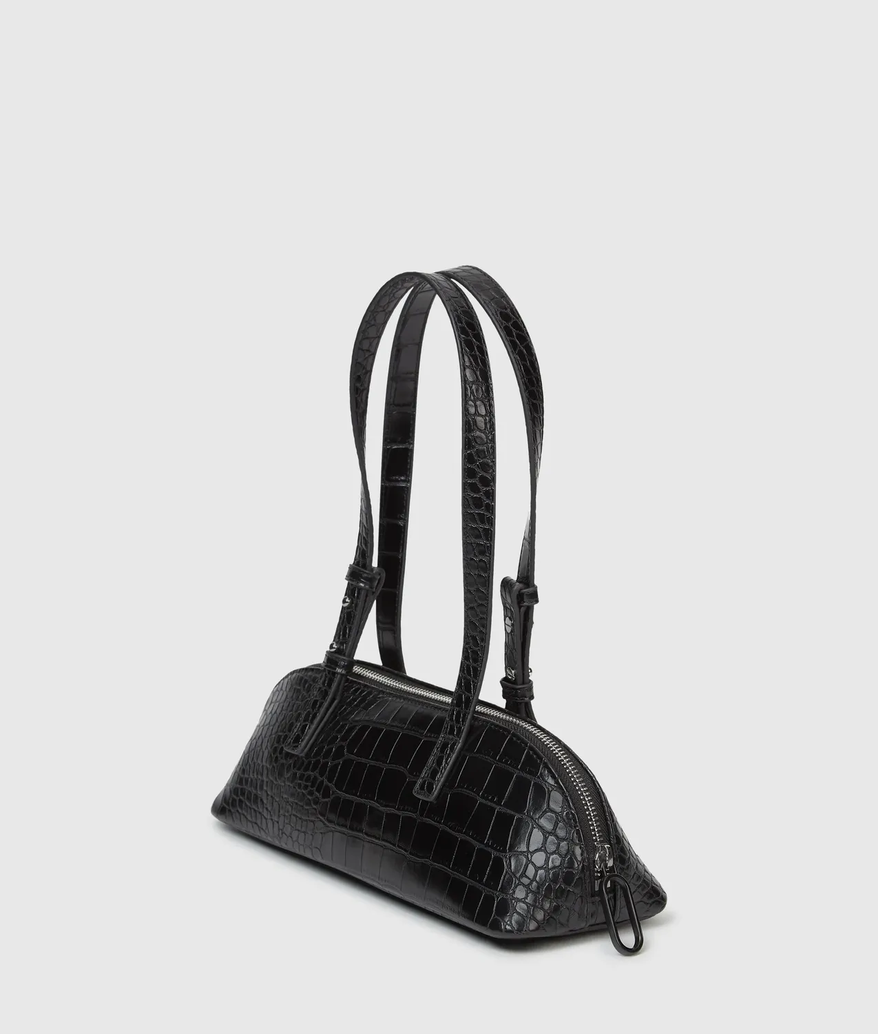 Karl Lagerfeld Croco Schultertasche Lang Kunstleder Schwarz