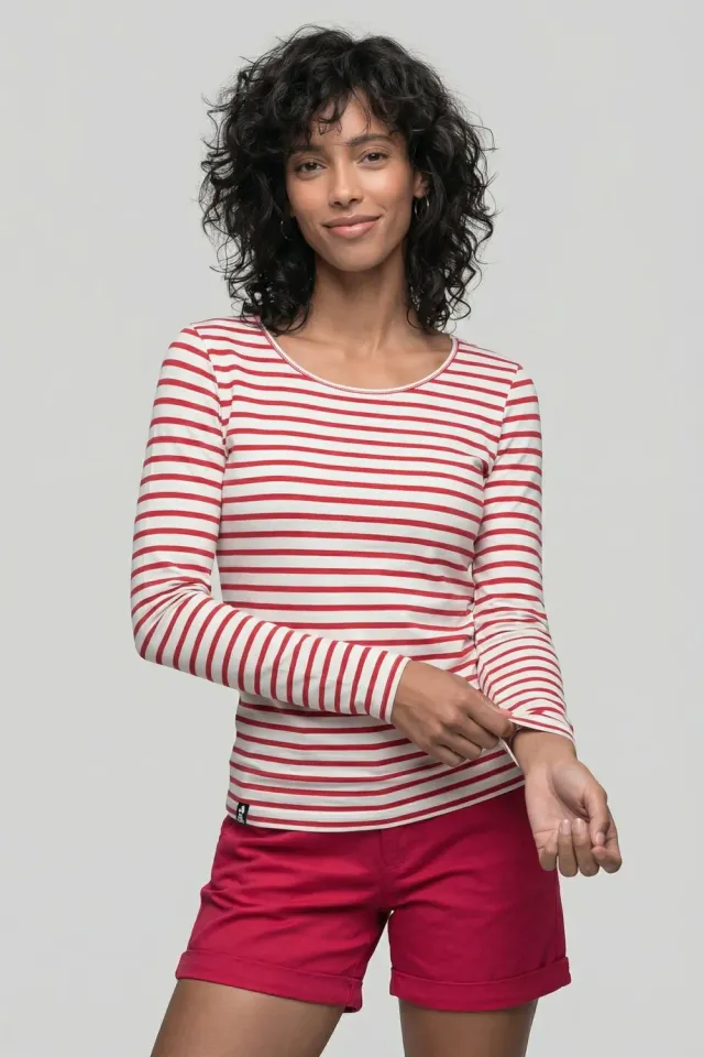 Alife & Kickin BerthaAK A Longsleeve Rot Damen gestreift