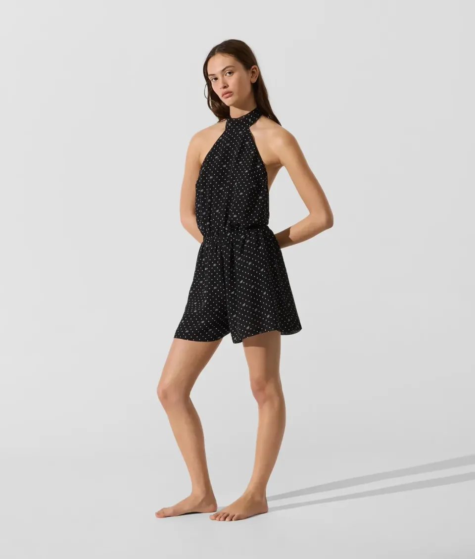 Karl Lagerfeld Polka Dot Playsuit Damen Neckholder Strand kurz