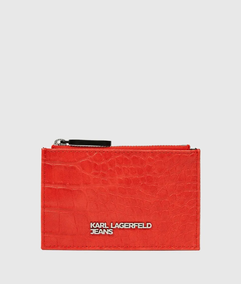 Karl Lagerfeld KL Jeans Croco Kartenetui mit Zip schwarz