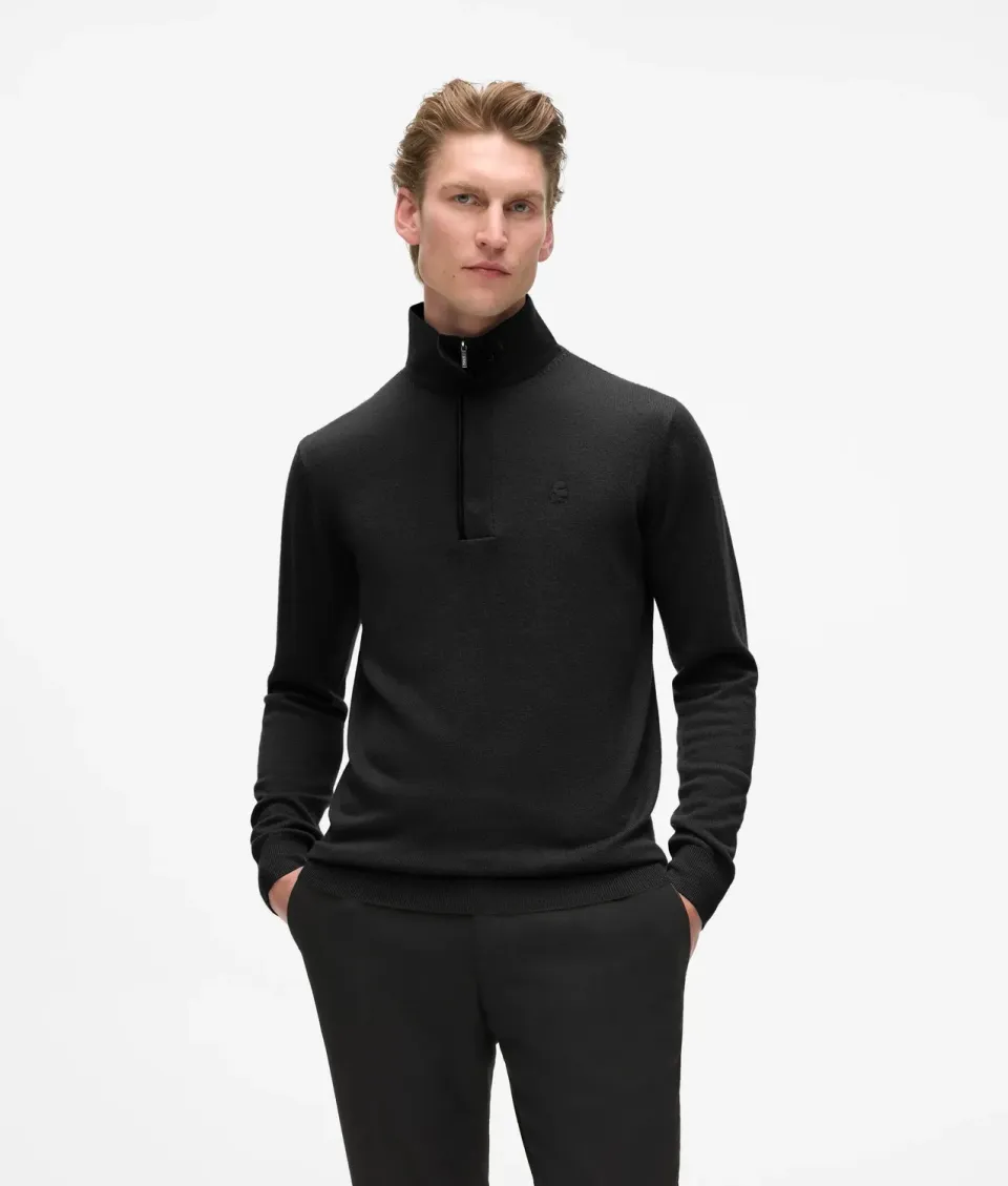Karl Lagerfeld Wool Half-Zip Troyer Kameo-Stick